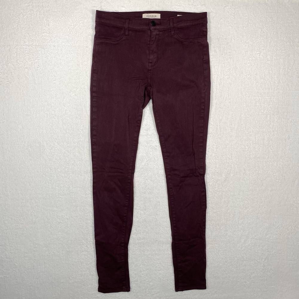 PacSun Womens Skinny Leg Mid Rise Comfort Burgundy Jegging Jeans Size 27 L